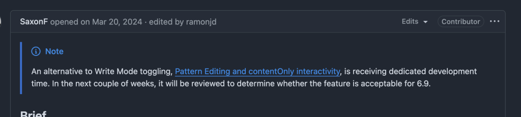 An image of the note discussing the delay on GitHub